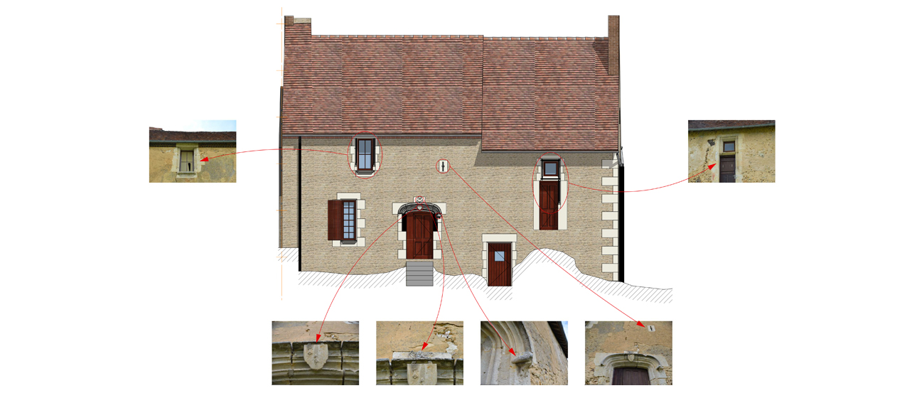 Plan de façade d'une maison avant rénovation